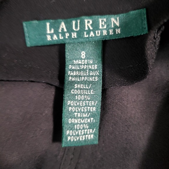 Lauren Ralph Lauren Drape Lapel Crepe Belted Coat Black Women's Size 8 - Picture 9 of 9